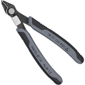 Knipex Seitenschneider 78 71 125 ESD, Electronic Super Knips, 125 mm, brüniert, Griffe elektrisch ableitend, ESD, Feder, Klemme