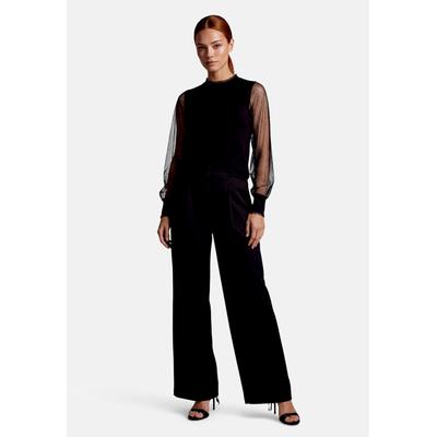 Strickpullover ZERO "Damen mit Strass", Damen, Gr. 34, schwarz (schwarz beauty), Stoff, Obermaterial: 72% Viskose, 28% Polyester, transparent, figurbetont normal, Rundhals, eng, Pullover Strickpullover, Mesheinsätze