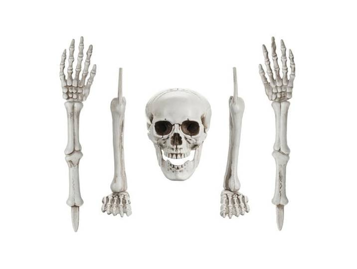 Dekofigur PARTYDECO Halloweenfigur Skelett 5-teilig , silber (natur), Dekofiguren, Dekofigur