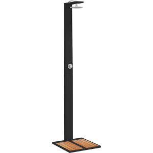 vidaXL Gartendusche 368206, Kaltwasserdusche, schwarz, 224 cm, aus PE-Rattan, Akazienholz & Stahl, mit Regenduschkopf