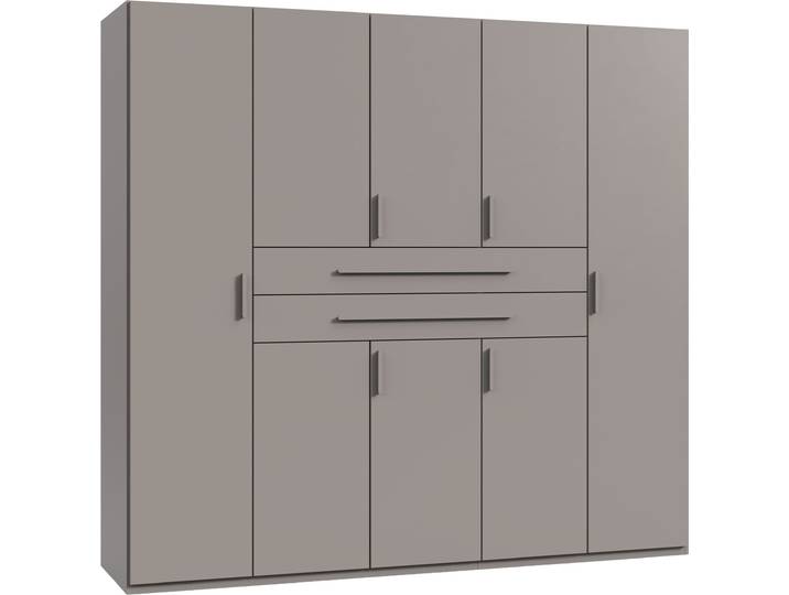 Drehtürenschrank WIMEX Digit, erhältlich in den Breiten 180cm, 225cm oder 270cm , grau (saharagrau), B:225cm H:208cm T:58cm, Holzwerkstoff, Schränke, Drehtürenschrank, Kleiderschrank inkl. zwei Schubkästen in zentraler Höhe