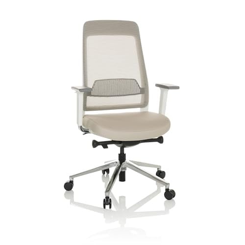 hjh OFFICE Professionele bureaustoel CHIARO T2 WHITE Beige/grijs stof/netstof