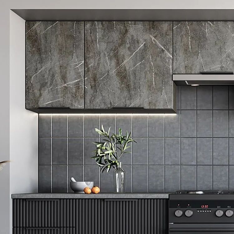 garneroarredamenti Cucina completa componibile 240cm moderna marmo nero grigio Yangon