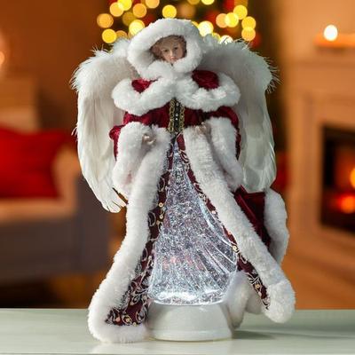 Roman Inc Holiday Swirl LED Angel Table Accent Burgundy , Burgundy