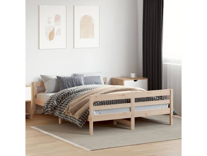 vidaXL Bed Frame Natur 120 x 200 cm Solid pine wood, Plywood slats
