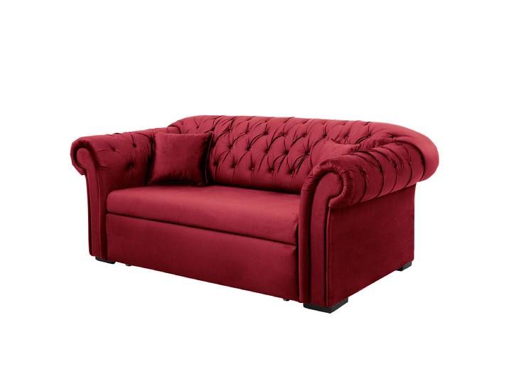 Schlafsofa Rot Samt Onoli 212 x 86 x 91cm mit Schlaffunktion Glamour