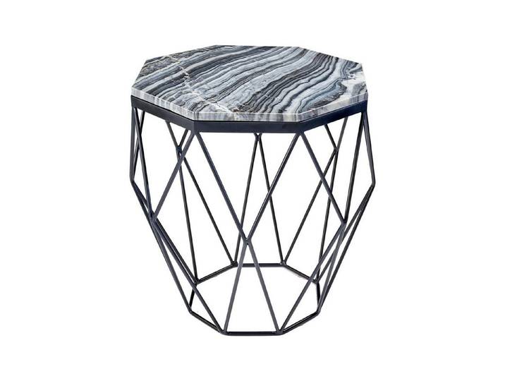 Licht-Erlebnisse Couchtisch JABARI, aus Marmor Metall in Grau Schwarz 50 x 50 x 50 cm (LxBxH)