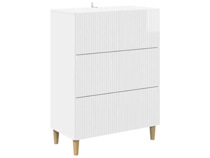 YUTAASU Schubladenschrank Hochglanz Weiß 66 x 34,5 x 90 cm