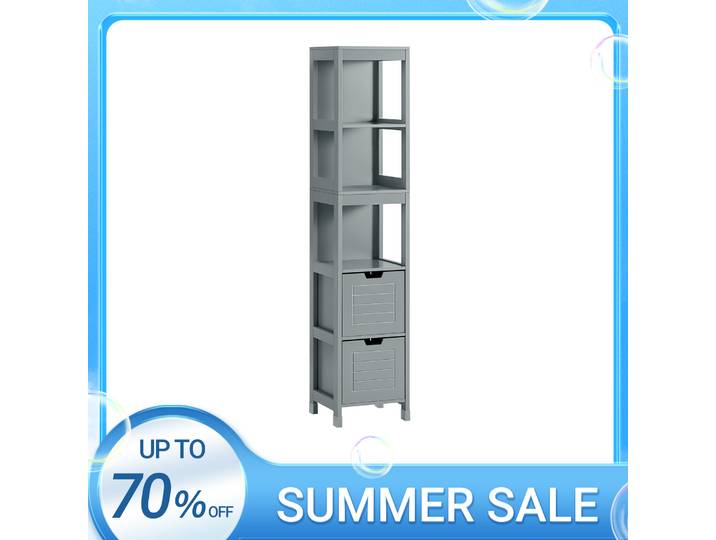Sobuy Frg126-Sg Meuble haut pour salle de bain, étagère de salle de bain avec pieds, meuble de salle de bain gris foncé Bht Approx. 30X145X30cm