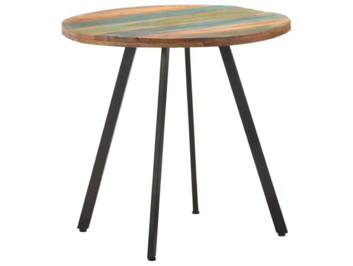 GHVBNMF Esstisch Rund 80 cm Altholz Massiv Rustikaler Küchen-Tisch Handgefertigter Bistro-Tisch für Esszimmer und Küche mit robustem Gestell aus schwarzem Eisen im Industrial Design.