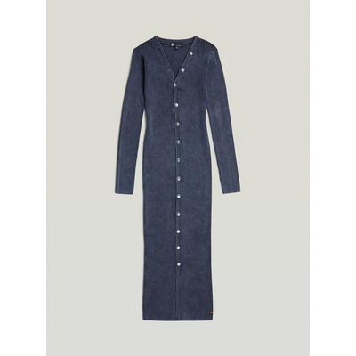 Cardigan G-STAR "Long Cardigan Dress Knit", Damen, Gr. L, blau (osaka blau gd), Obermaterial: 89% Baumwolle, 10% Andere Materialien, 1% Elasthan, Strickjacken