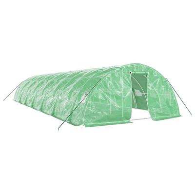 Helloshop26 - Gewächshauszelt für Pflanzen Blumen und Gemüse mit Stahlrahmen 70 m² 14 x 5 x 2,3 m grün 02_0044622