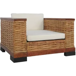 Décoshop26 - Moderner Lounge-Sessel mit braunen Kissen naturbraunes Rattan DEC026822 DEC026822