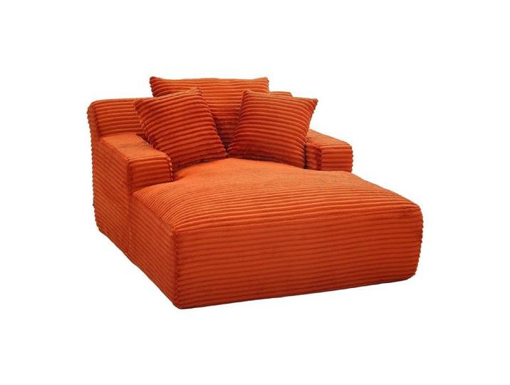 Méridienne en velours côtelé grosses côtes terracotta DONILIA