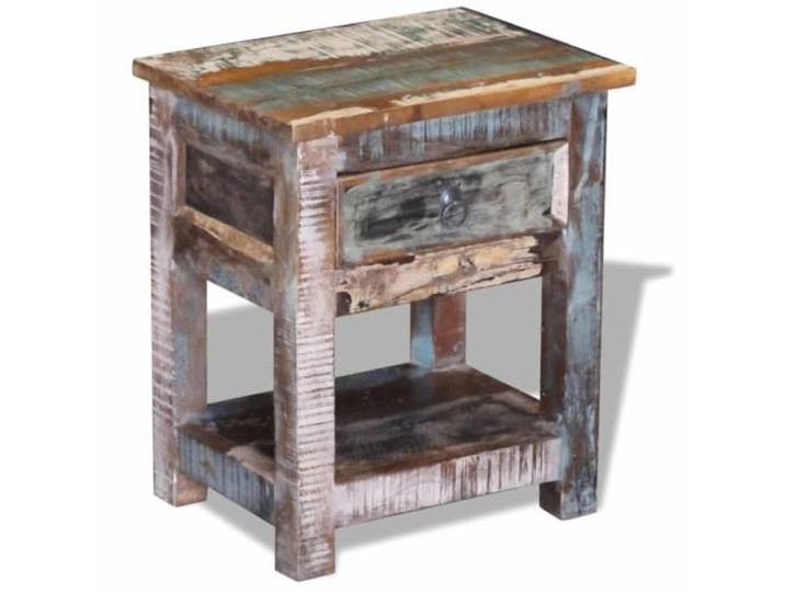 GPUTYGHN Beistelltisch mit 1 Schublade Altholz Massiv 43x33x51 cm Retro-Stil, handgefertigt, recyceltes Holz, Teak-Akazien-Mangoholz, Nachttisch, Telefonständer, Wohnzimmer