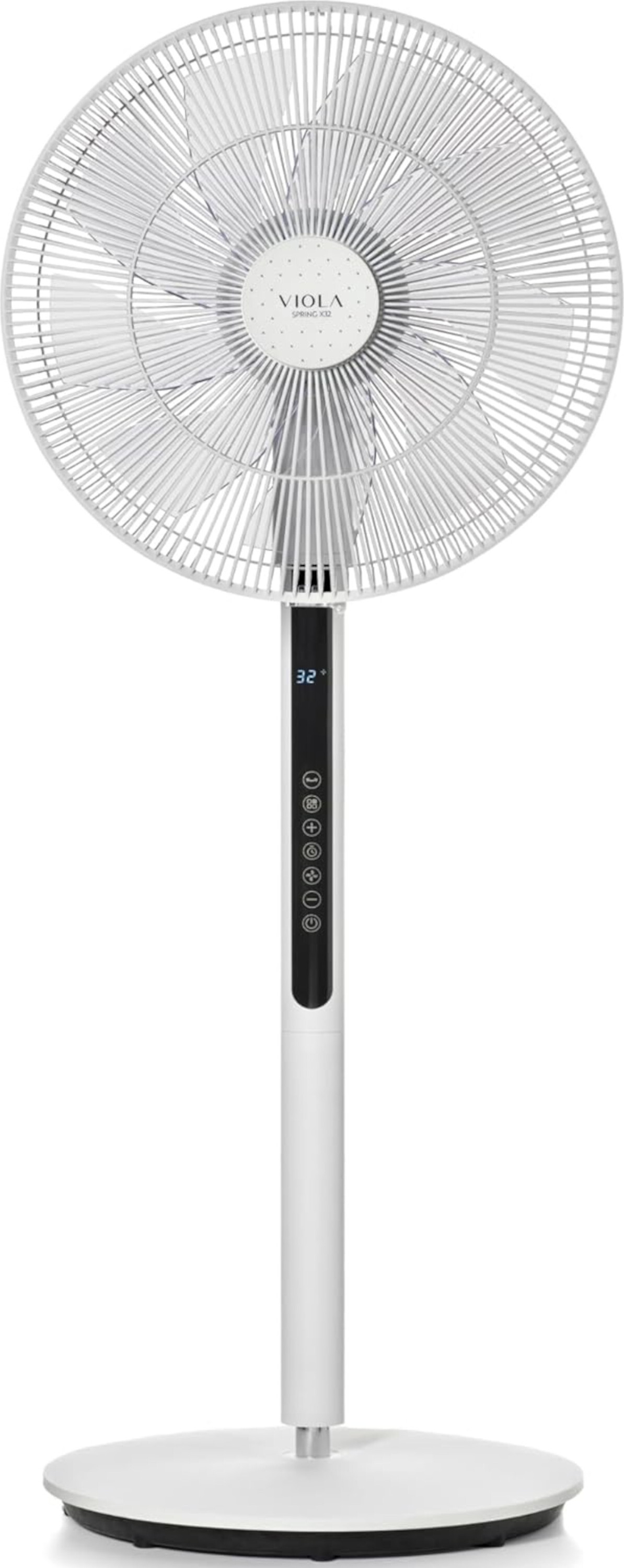 VIOLA Spring X32 DC Standventilator Energiesparend ECO - Sehr Leise (25db) - Fernbedieung - Brushless Silent Motor - Oszilation 320°- Ventilator Timer - Memo - 32 Stufen