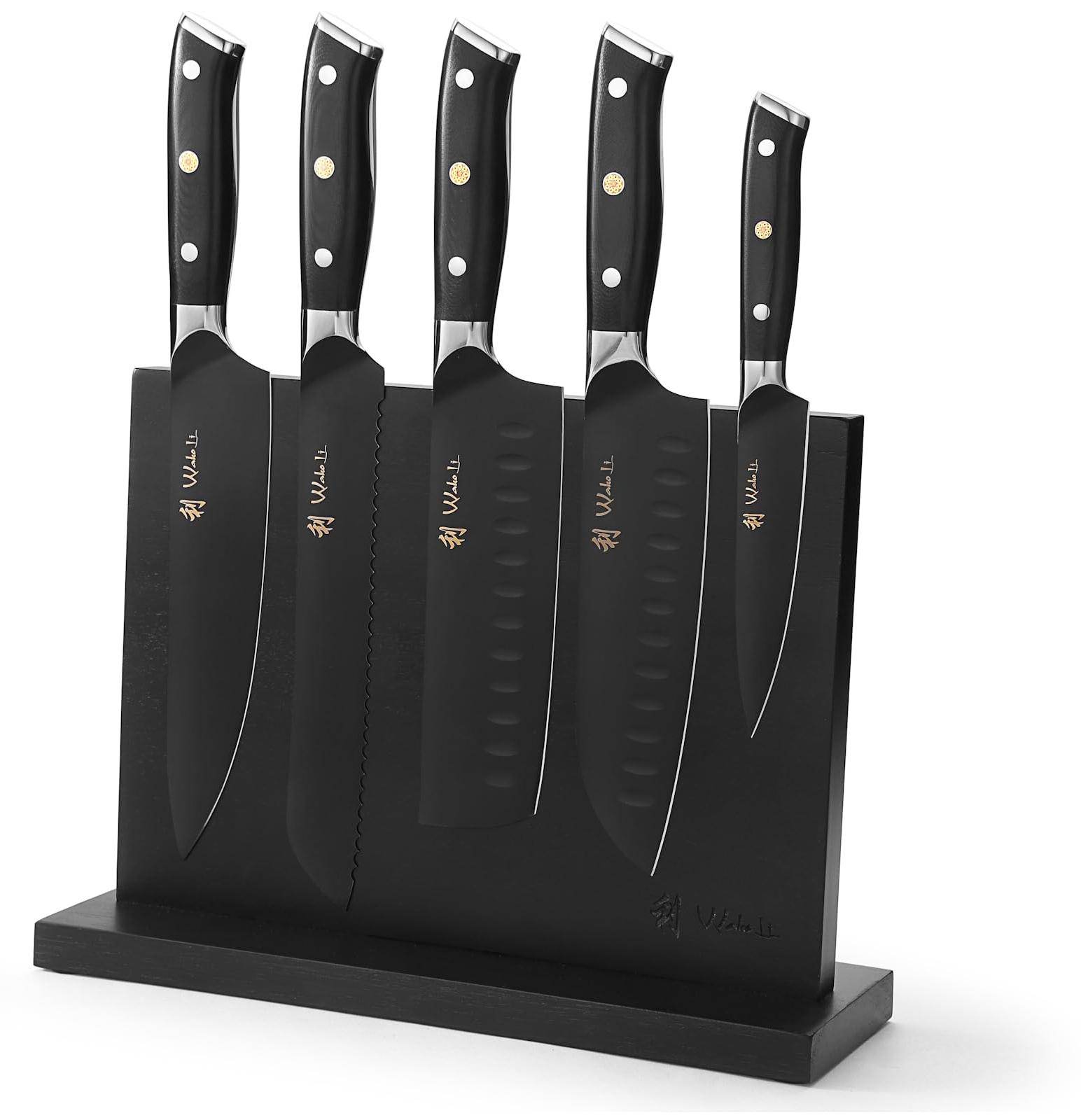 Messerblock-Set 5-teilig, Titanium-Messer, 12,5-21 cm