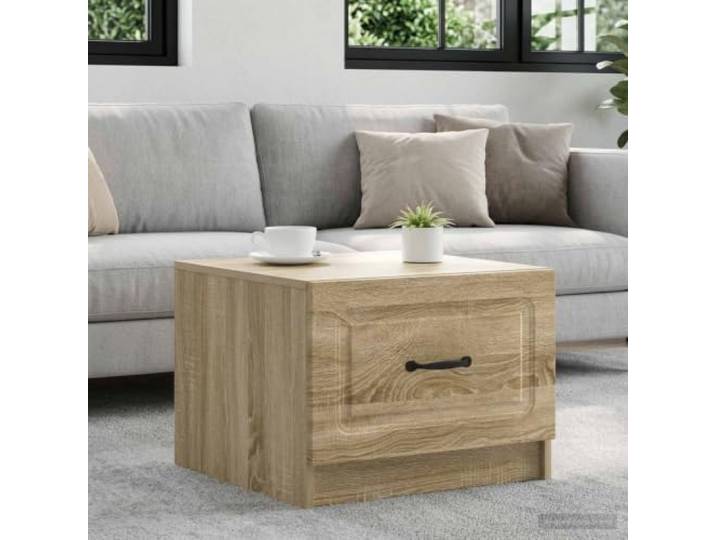 TEKGHUT Couchtisch Sonoma-Eiche 49 x 50 x 37 cm Holzwerkstoff mit Schublade Stauraum-Schublade, Vintage-Design, pflegeleichte Oberfläche, vielseitig nutzbar
