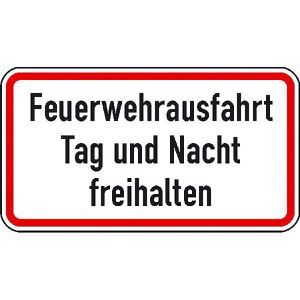 SafetyMarking Verkehrsschild StVO zugelassen, 42 x 23,1 cm, RA1/C, Feuerwehrzufahrt Tag und Nacht freihalten