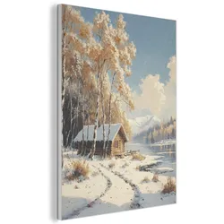 AKUSTIKBILD Winter - Schnee - Zuhause - Natur Wanddeko 70x100 cm
