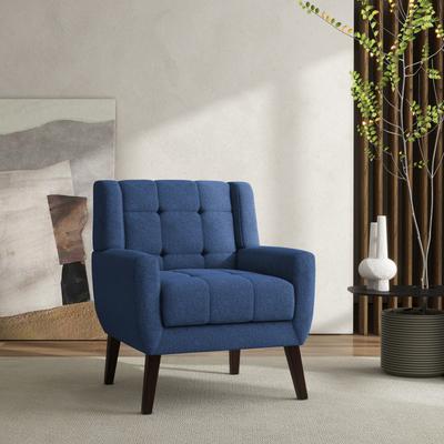 DREAMSIDEA Modern Tufted Wingback Accent Chair Linen/Faux Leather/Velvet Armchair