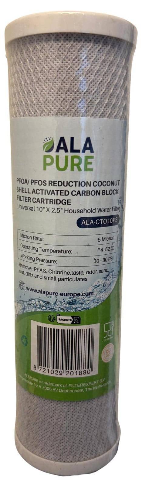 Alapure PFAS-koolstoffilter met actieve koolstof model ALA-CTO10PS