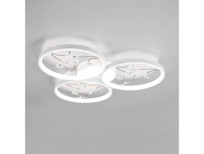 Trio Lighting LED Deckenleuchte Groovy, dimmbar, weiß / opal, für Wohn- / Esszimmer, Metall