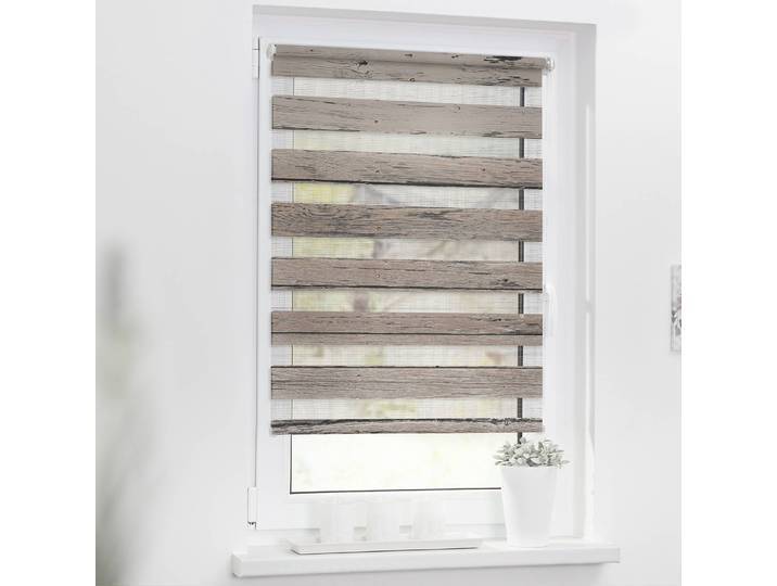 Klemmfix Duo Rollo Bretter Vintage 90 x 150cm Braun/Braun
