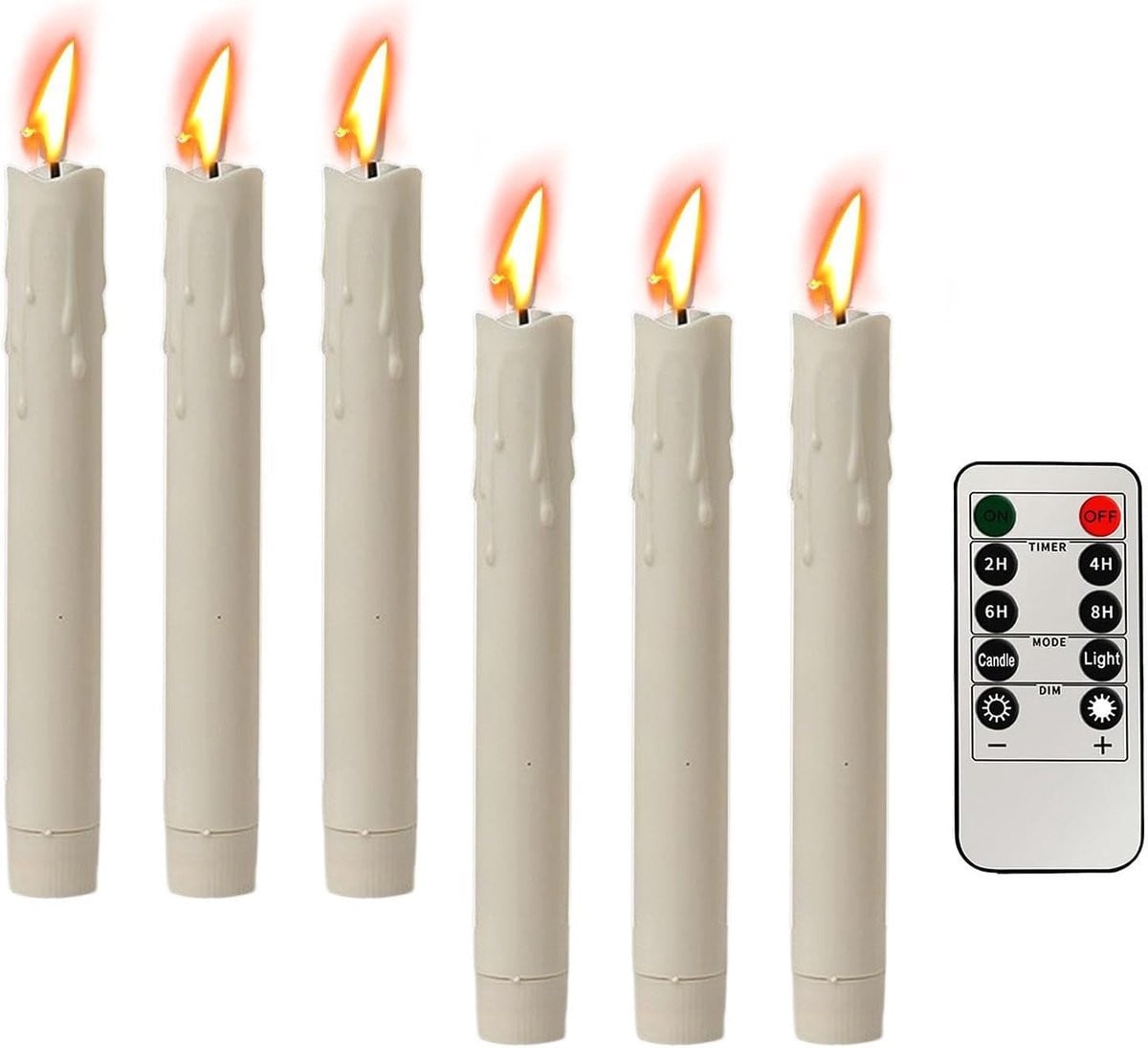 Set van 6 witte vlammeloze LED batterijkaarsen met afstandsbediening en timer voor sfeerverlichting