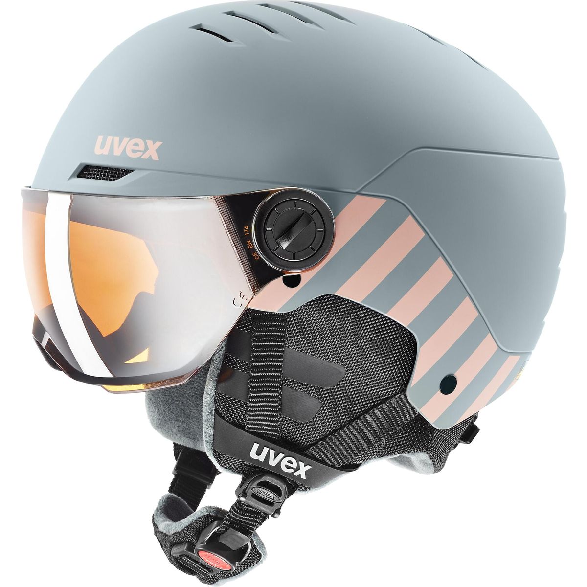 Uvex Rocket jr Visor rhino - blush matt mirror red 51-55 cm S5662637003
