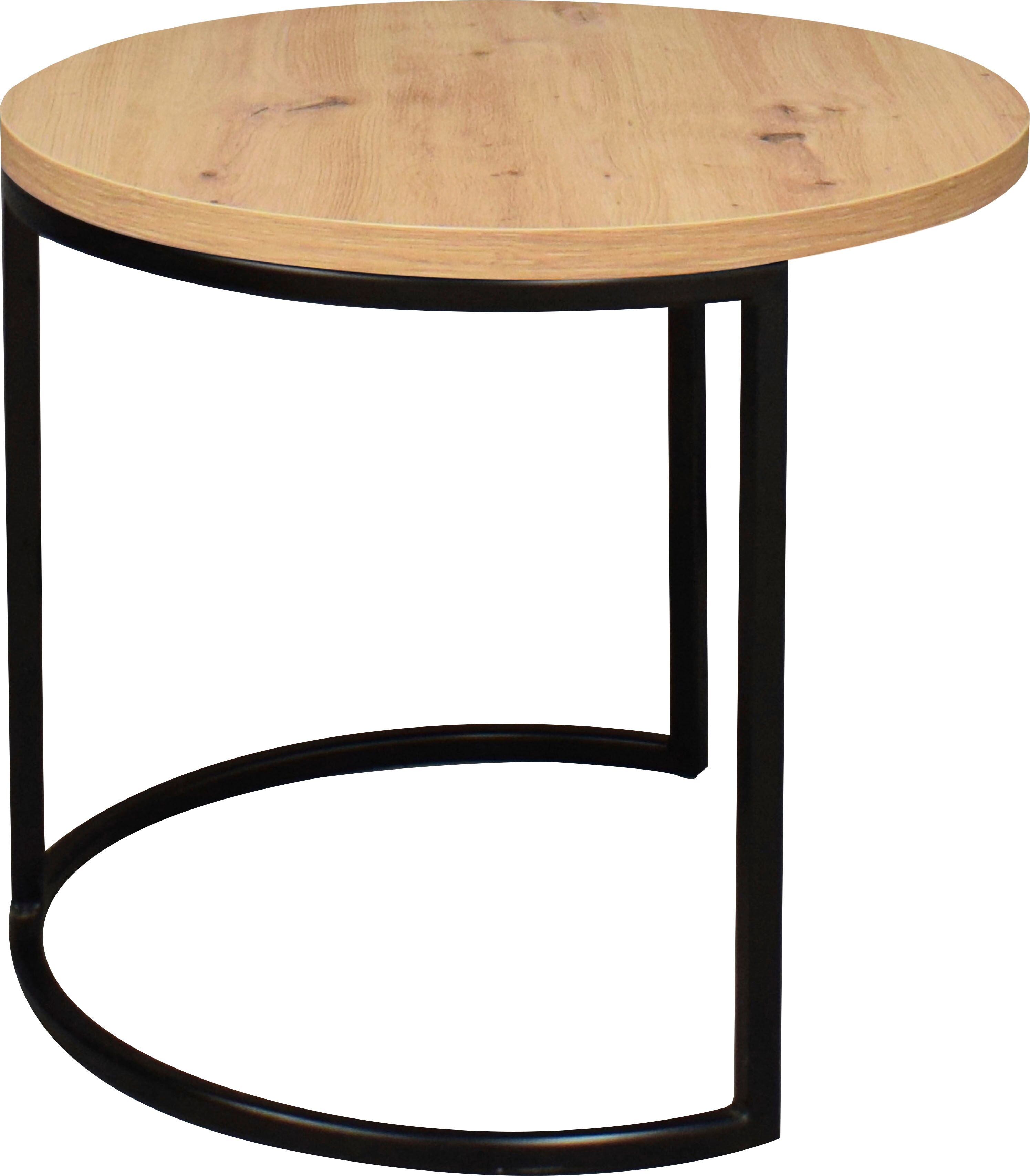 Couchtisch MÄUSBACHER "Couchtisch rund", braun (schwarz, asteiche), H:50,5cm, Tische, Couchtisch, Couchtisch rund Durchmesser 60cm, Metallgestell