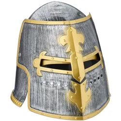 Relaxdays 2x Ritter Helm mit klappbarem Visier Anthrazit,Gold,Silber