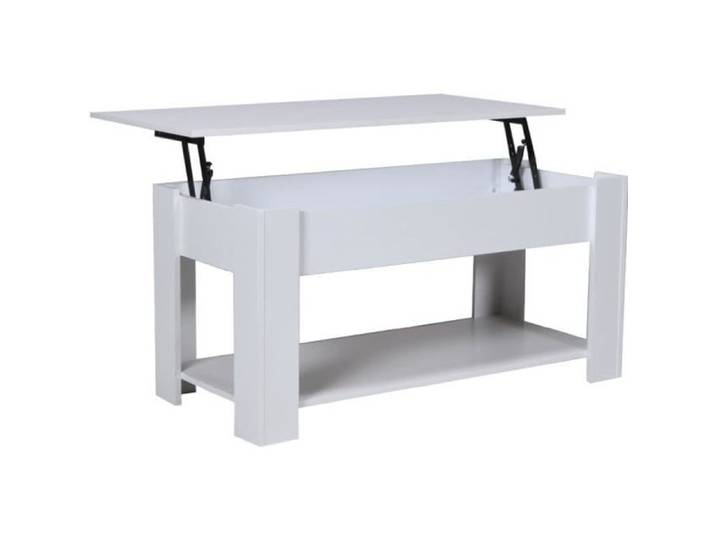 Table basse plateau relevable UTAH 100x50cm / Blanc