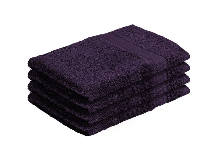 4er-Set Waschhandschuhe aus 100% Baumwolle, Waschlappen mit Schlaufe, aubergine