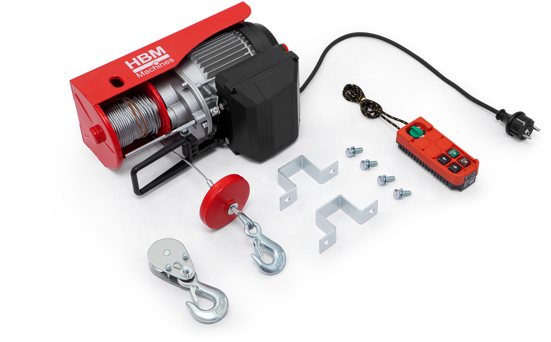 HBM elektrische Seilwinde mit kabelloser Fernbedienung 250 kg, 18 m