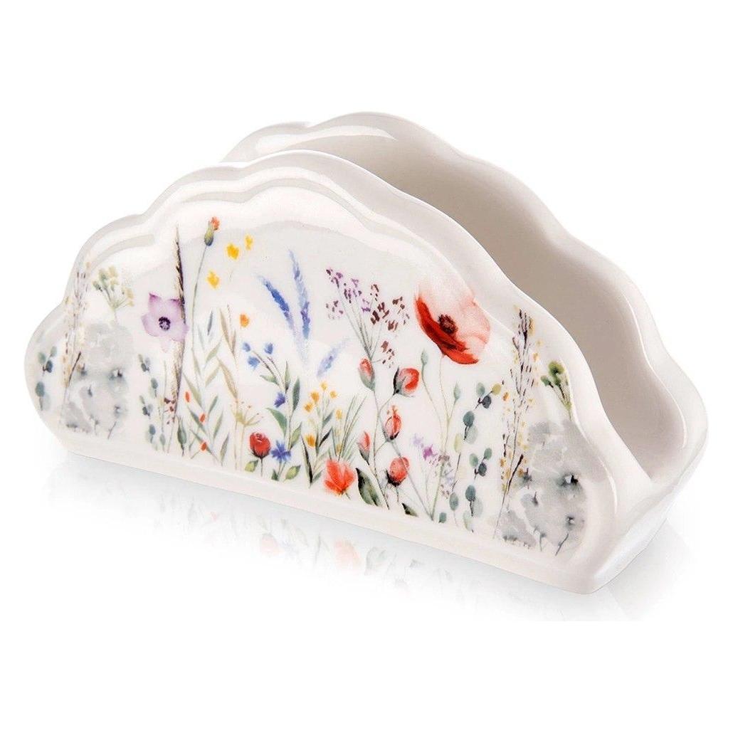 Lumarko Porzellan-Serviettenhalter, Muster "MAKI Blumen", 13 x 4,5 x 7 cm, ORION (64821708)