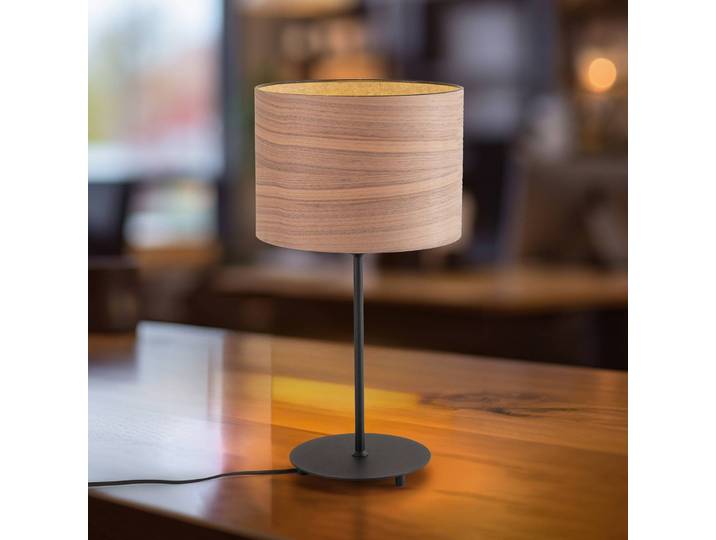 Tischlampe Veneer Duolla, Holz dunkel, für Wohn- / Esszimmer, Holz, Modern, Tischlampe