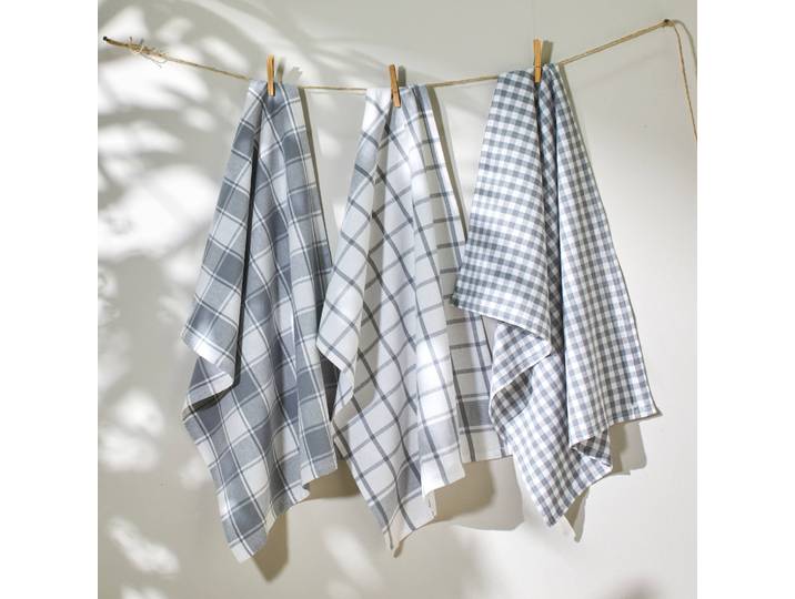 Torchon carreaux coton tissé teint - lot de 3 - Blancheporte