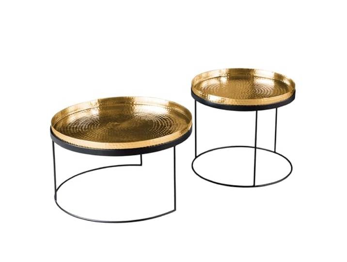 Riess Ambiente Handgearbeitetes 2er Set Couchtische Elements 60cm Gold mit abnehmbarerTischplatte Beistelltische in Hammerschlag Optik für Dein Wohnzimmer