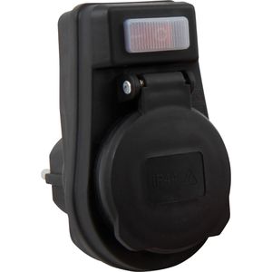 McPower Steckdosenadapter schwarz, mit Schalter, 1-fach Schuko bis 3500 Watt, IP44 Spritzwasserschutz