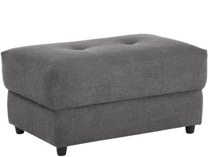 Tanaro Pouf, Anthrazit, Stoffbezug mit Federkern, Polsterhocker im Landhausstil, 99 x 64 x 51 cm