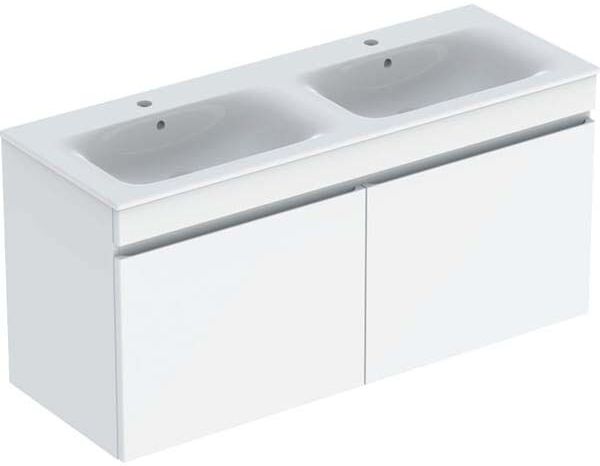 Geberit Renova Plan set de lavabo double 501918018 130x62,2x48cm, corps / façade blanc brillant, lavabo blanc / KeraTect