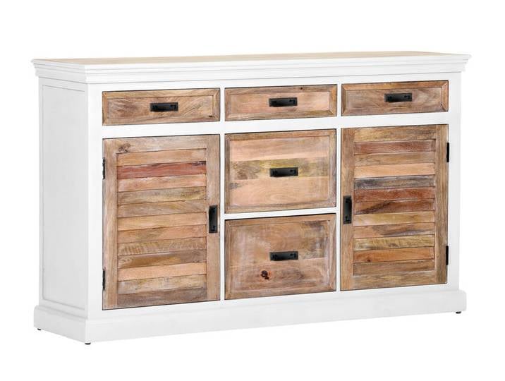 Sideboard Mango massiv 90 x 150 x 40 cm weiß gewaschen/lackiert