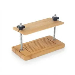 Relaxdays Tofupresse, Bambus, Edelstahl, HxBxT: 17,5 x 25,5 x 14 cm, Pressform vegan, Tofuform mit Auffangschale, natur
