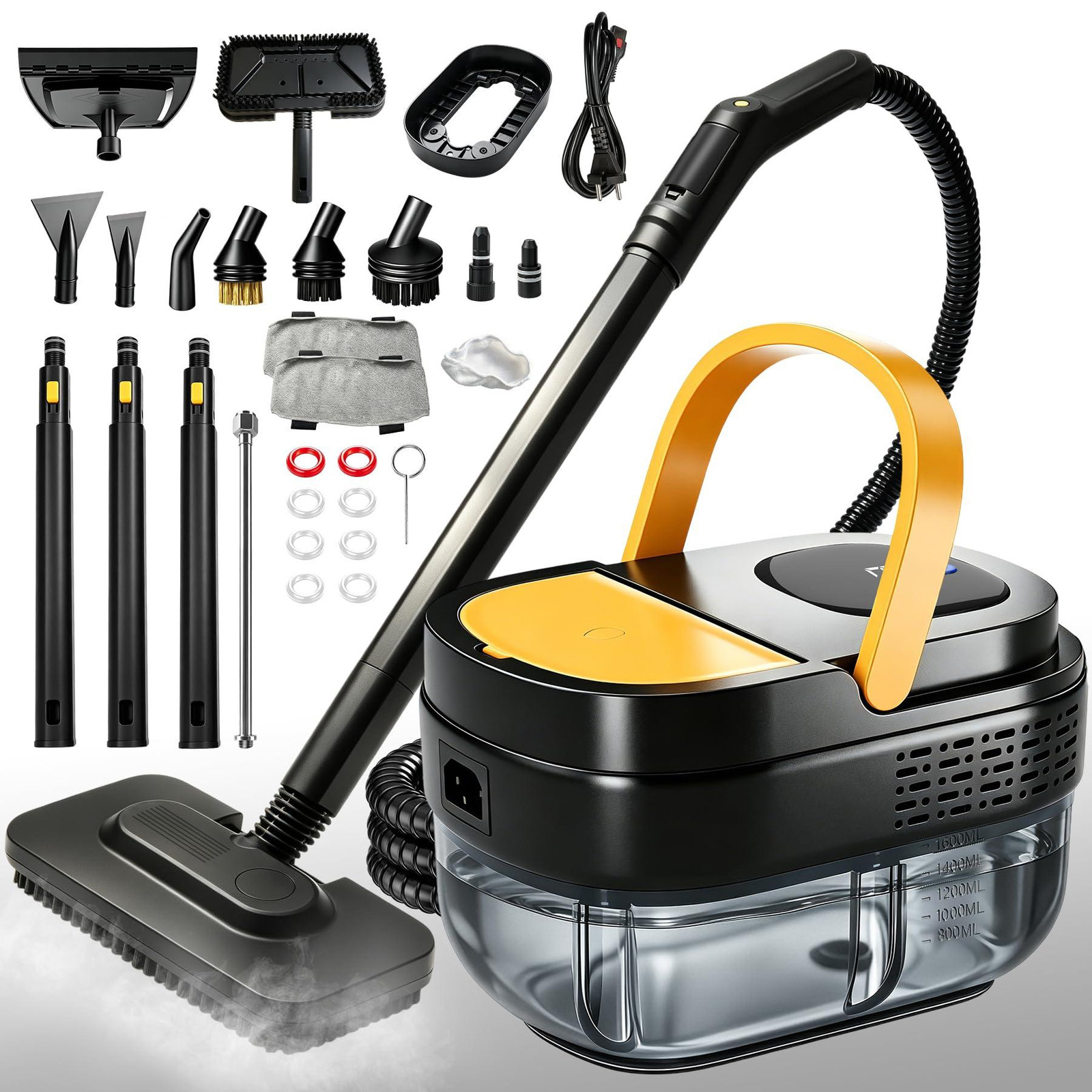 Dripio Stoomreiniger met 2500 W vermogen, 1,6 liter tank en 18 accessoires