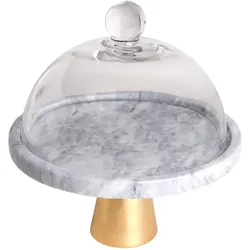 Intirilife, Serviergeschirr, Tortenständer mit Glas Haube und goldenen Standfuss