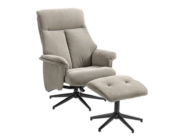 Sessel mit Hocker INA beige-grau
