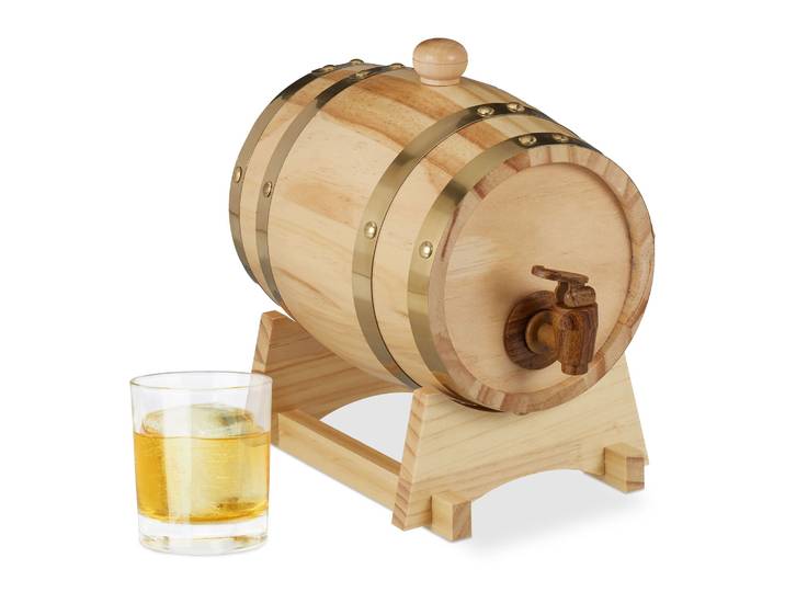Holzfass 1,25L Dunkelbraun-Hellbraun