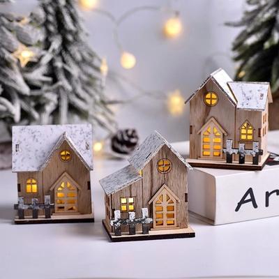 Lush Living Finds Luminous Cabin Christmas LED Light Wooden House, Merry Christmas Decorations For Home, DIY Xmas Tree Ornaments, Kids b