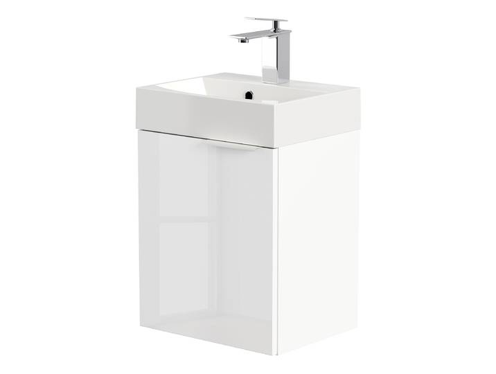Lave mains invité Cubi 40cm Blanc/Blanc brillant